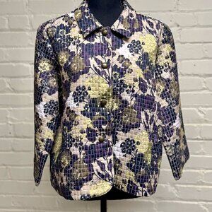 Christopher & Banks Jacket Blazer X-Large Purple Floral